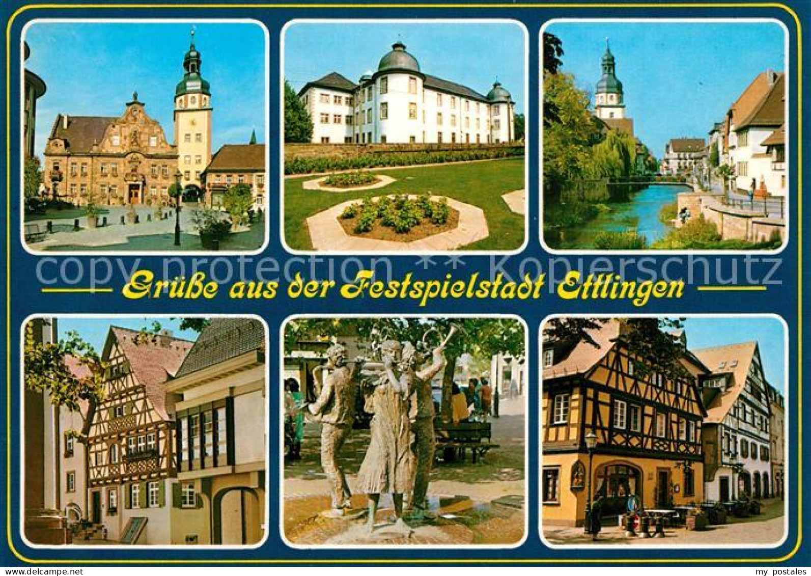 73226322 Ettlingen Marktplatz Schloss Innenstadt Altstadt Fachwerkhaeuser Skulpt - Ettlingen