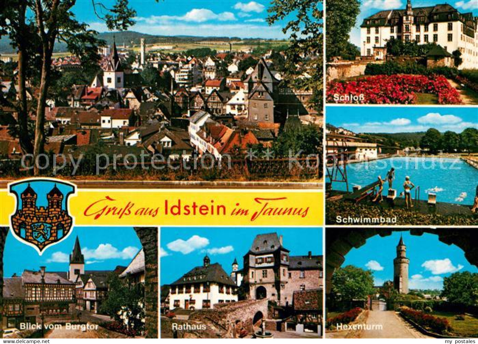 73226302 Idstein Stadtpanorama Schloss Schwimmbad Hexenturm Rathaus Burgtor Alts - Idstein