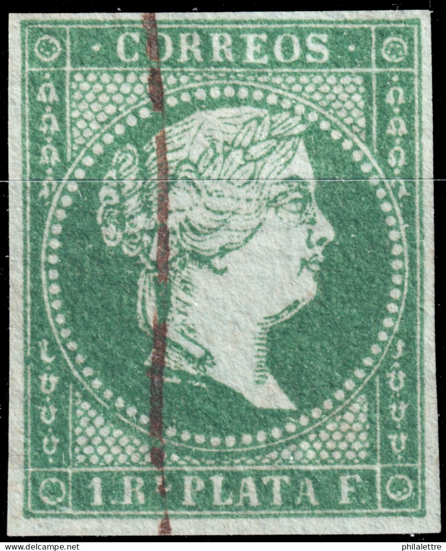 ESPAGNE - ESPAÑA - COLONIAS (Antillas)1855 Ed.2 1R Verde - Inutilizado A Pluma (fil. Lazos) - Sonstige & Ohne Zuordnung