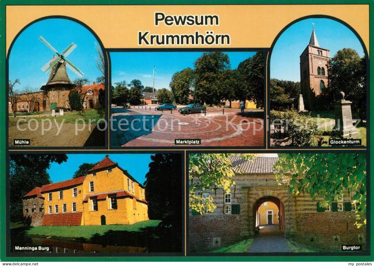 73226018 Pewsum Muehle Marktplatz Glockenturm Manninga Burg Burgtor Pewsum - Krummhoern