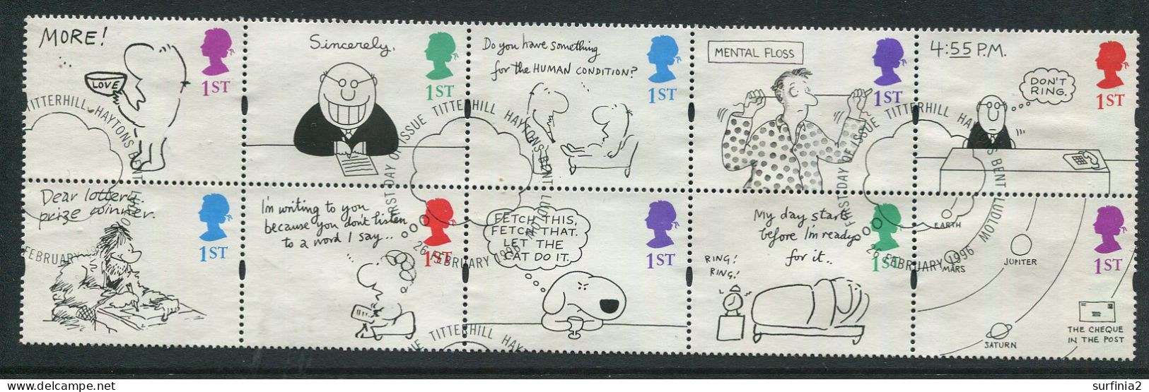 STAMPS - 1996 GREETINGS - CARTOONS - BLOCK OF 10 VFU - Oblitérés