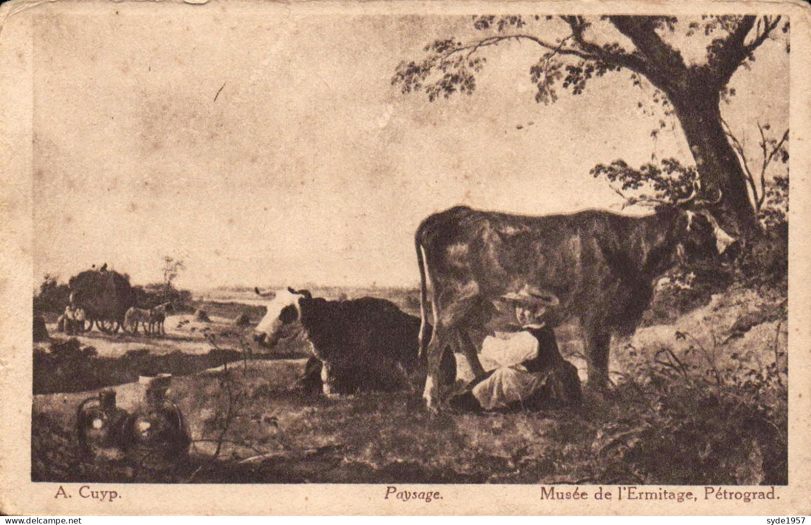 Musées - Musée De L'Ermitage, Pétrograd - Paysage - A. Cuyp - Carte Postale Ancienne - Pub Farine Lactée Renaux - Musei