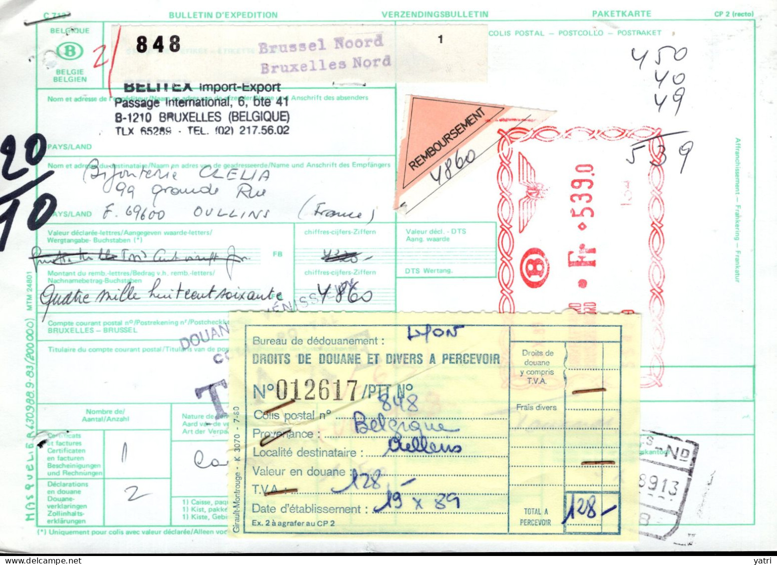 Belgio (1989) - Bollettino Pacchi Per La Francia - Cartas & Documentos