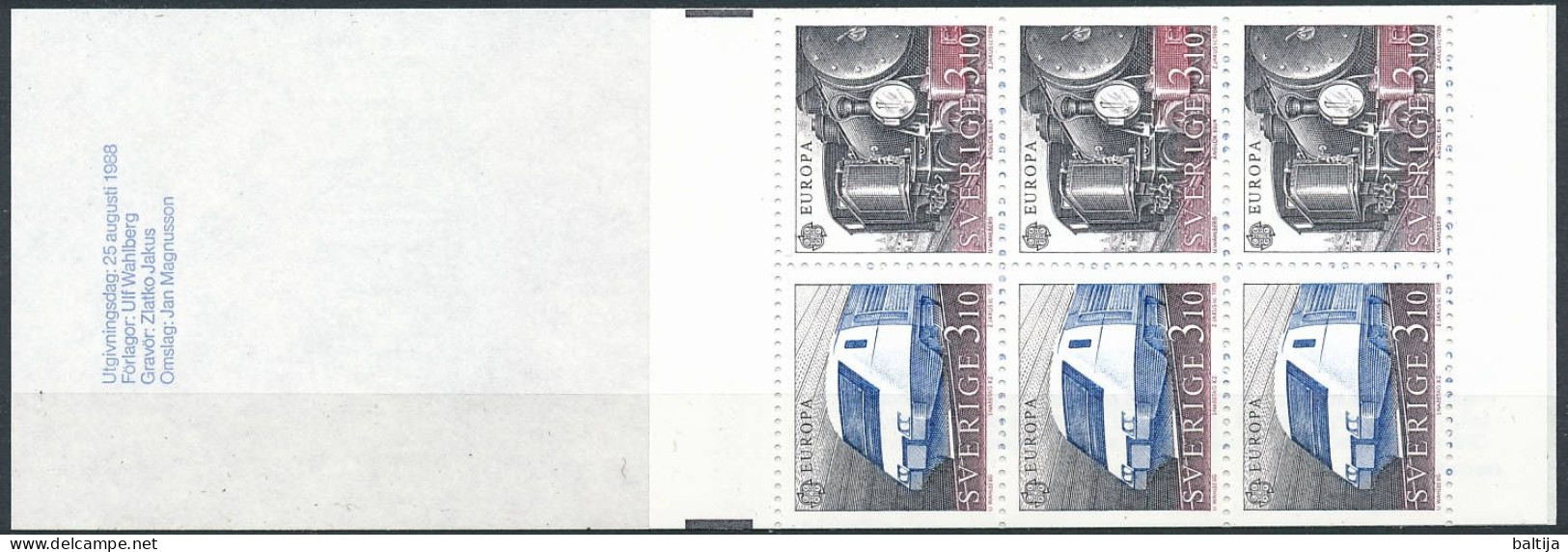 H.388 Booklet ** MNH / CEPT, Europa, Transport & Communication, High Speed Train, Narrow Gauge Steam Locomotive - 1988