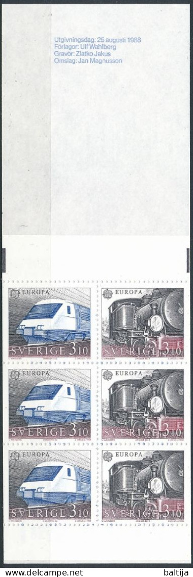 H.388 Booklet ** MNH / CEPT, Europa, Transport & Communication, High Speed Train, Narrow Gauge Steam Locomotive - 1988