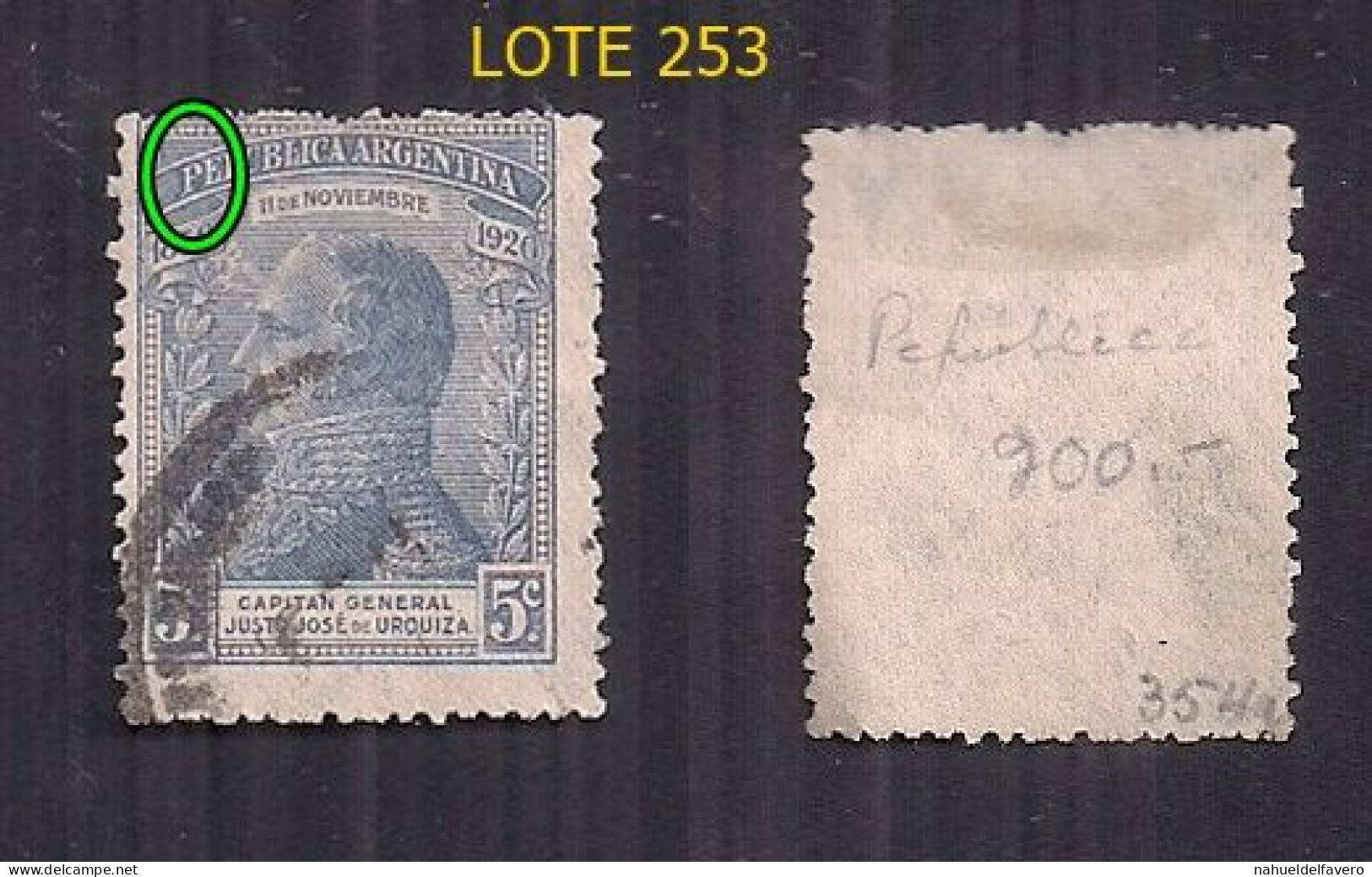 ARGENTINA 1920 GJ 524a PACTO SAN JOSE DE FLORES CON ERROR PEPUBLICA USADA - Used Stamps