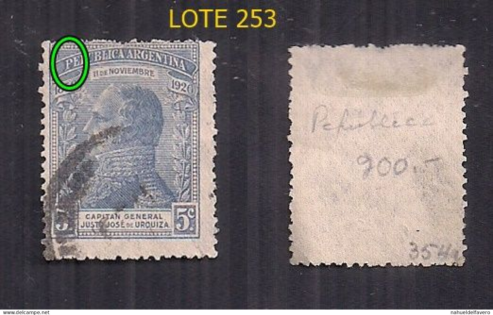 ARGENTINA 1920 GJ 524a PACTO SAN JOSE DE FLORES CON ERROR PEPUBLICA USADA - Usados