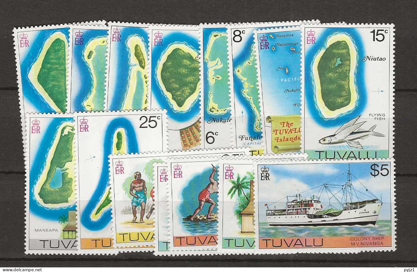 1977 MNH Tuvalu Mi 54-57-X With Watermark - Tuvalu