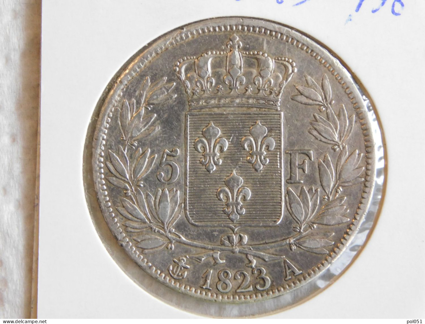 France 5 Francs 1823 A LOUIS XVIII, TÊTE NUE (861) Silver Argent - 5 Francs