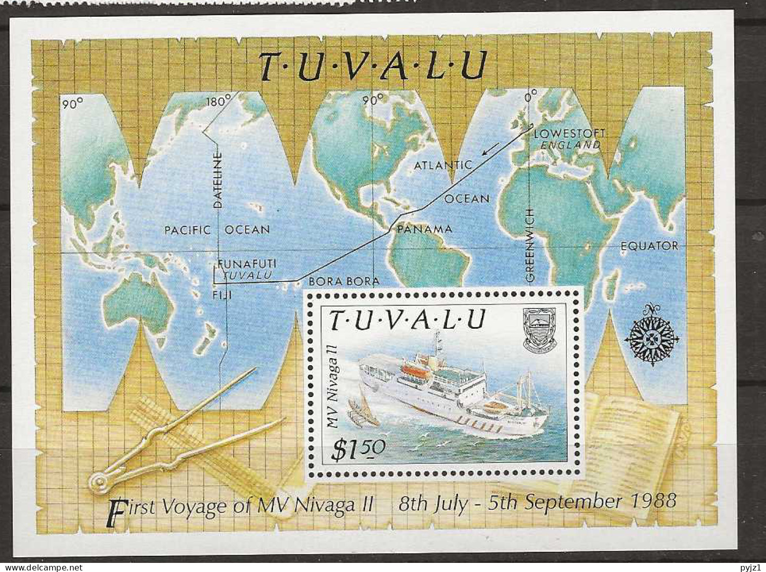 1989 MNH Tuvalu Mi Block 41 - Tuvalu (fr. Elliceinseln)