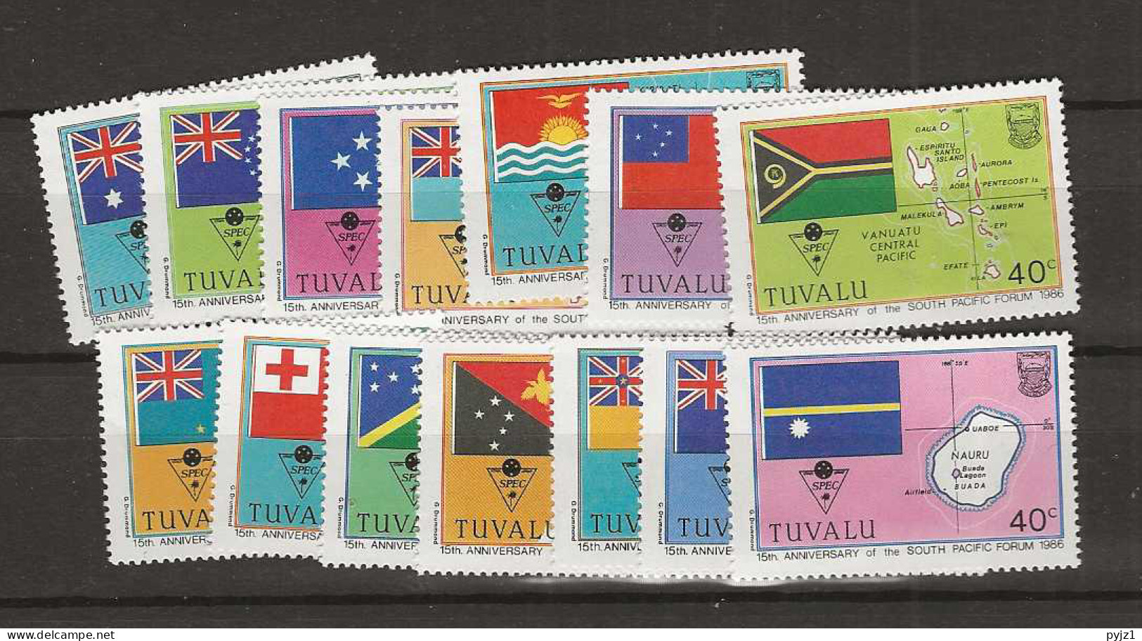 1986 MNH Tuvalu Mi 387-400 - Tuvalu