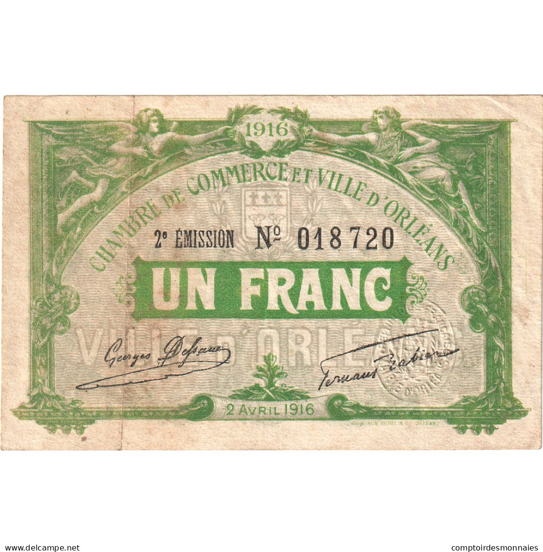 France, Orléans, 1 Franc, 1916, TTB, Pirot:95-12 - Camera Di Commercio