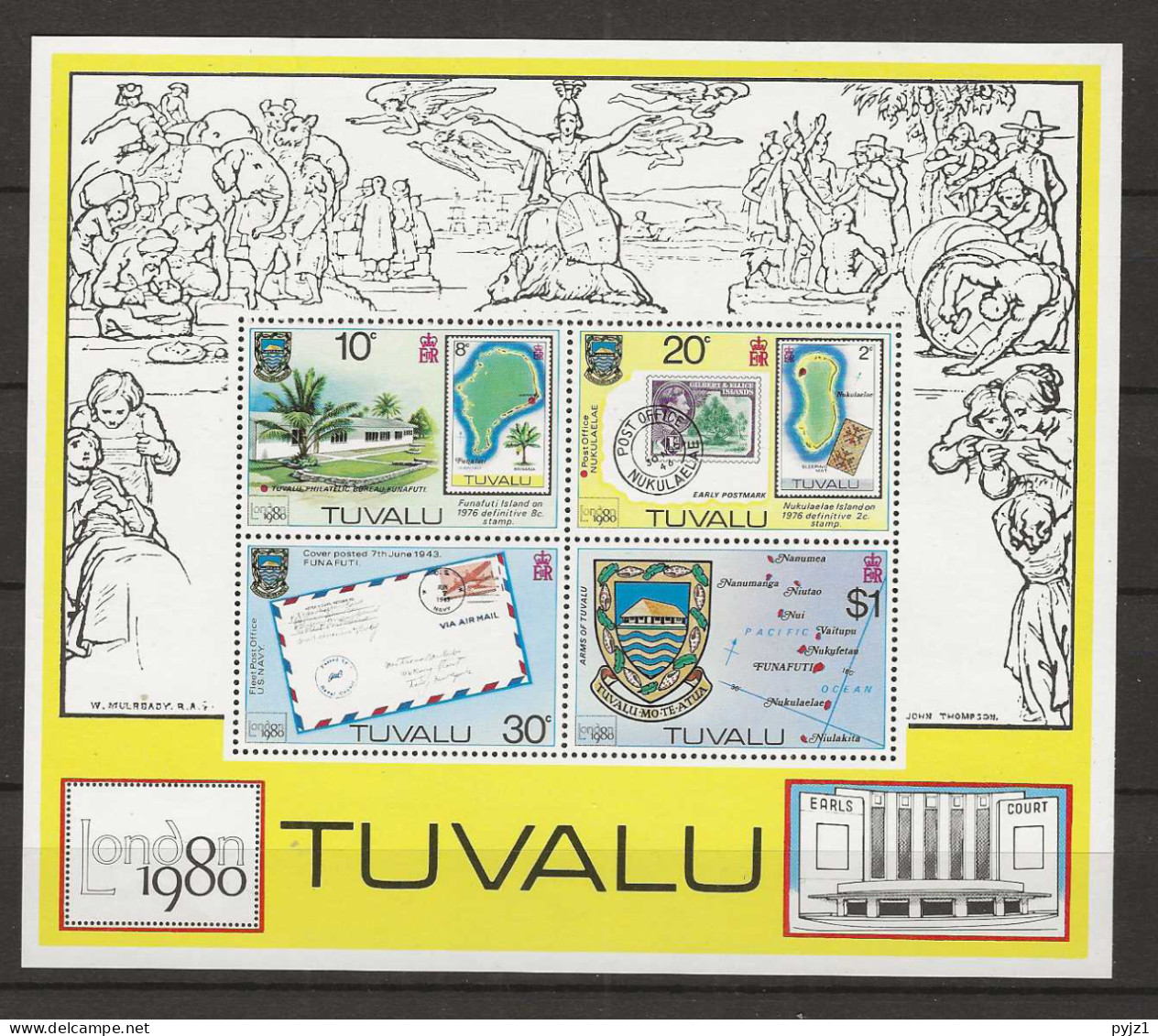 1980 MNH Tuvalu Mi Block 4 - Tuvalu (fr. Elliceinseln)