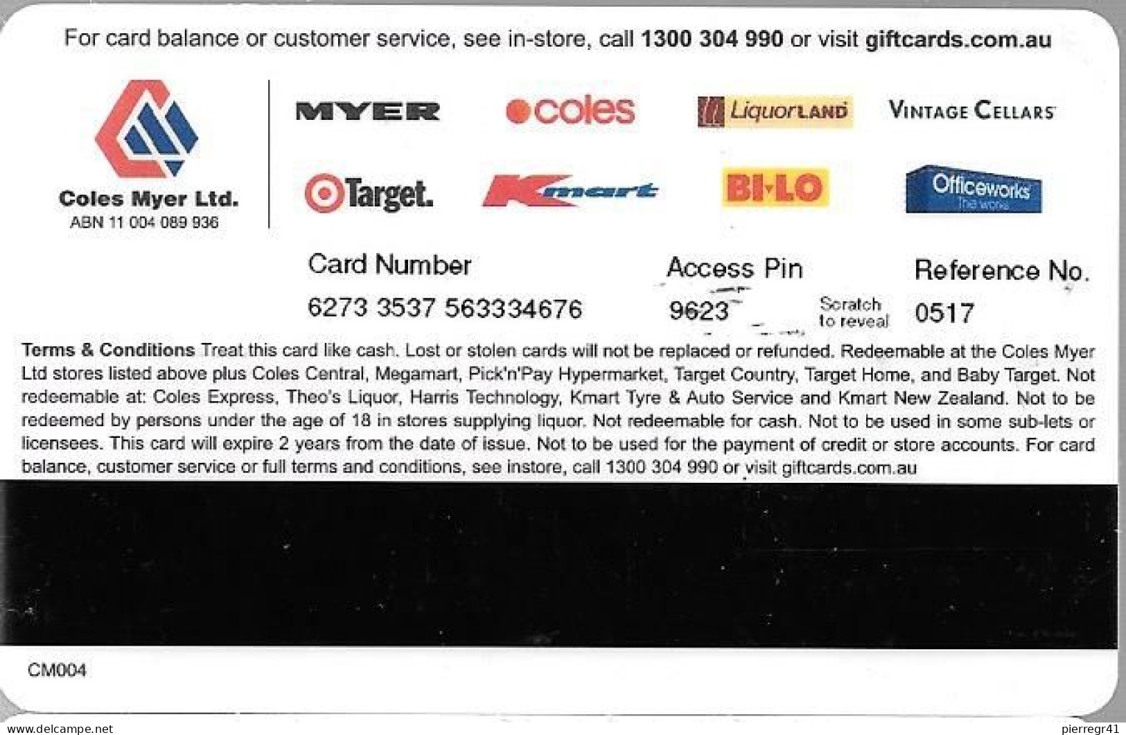 CARTE-GIFT MAGN-AUTRICHE-Coles Myer-TBE/RARE - Gift And Loyalty Cards