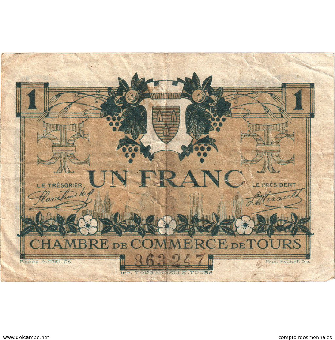 France, Tours, 1 Franc, 1920, TB+, Pirot:123-4 - Camera Di Commercio