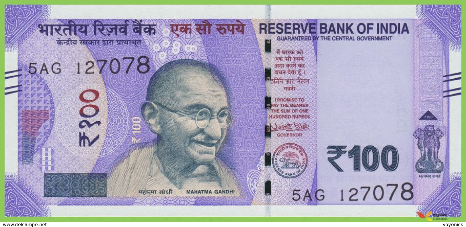 Voyo INDIA 100 Rupees 2018 P112a B301a 5AG UNC - Inde