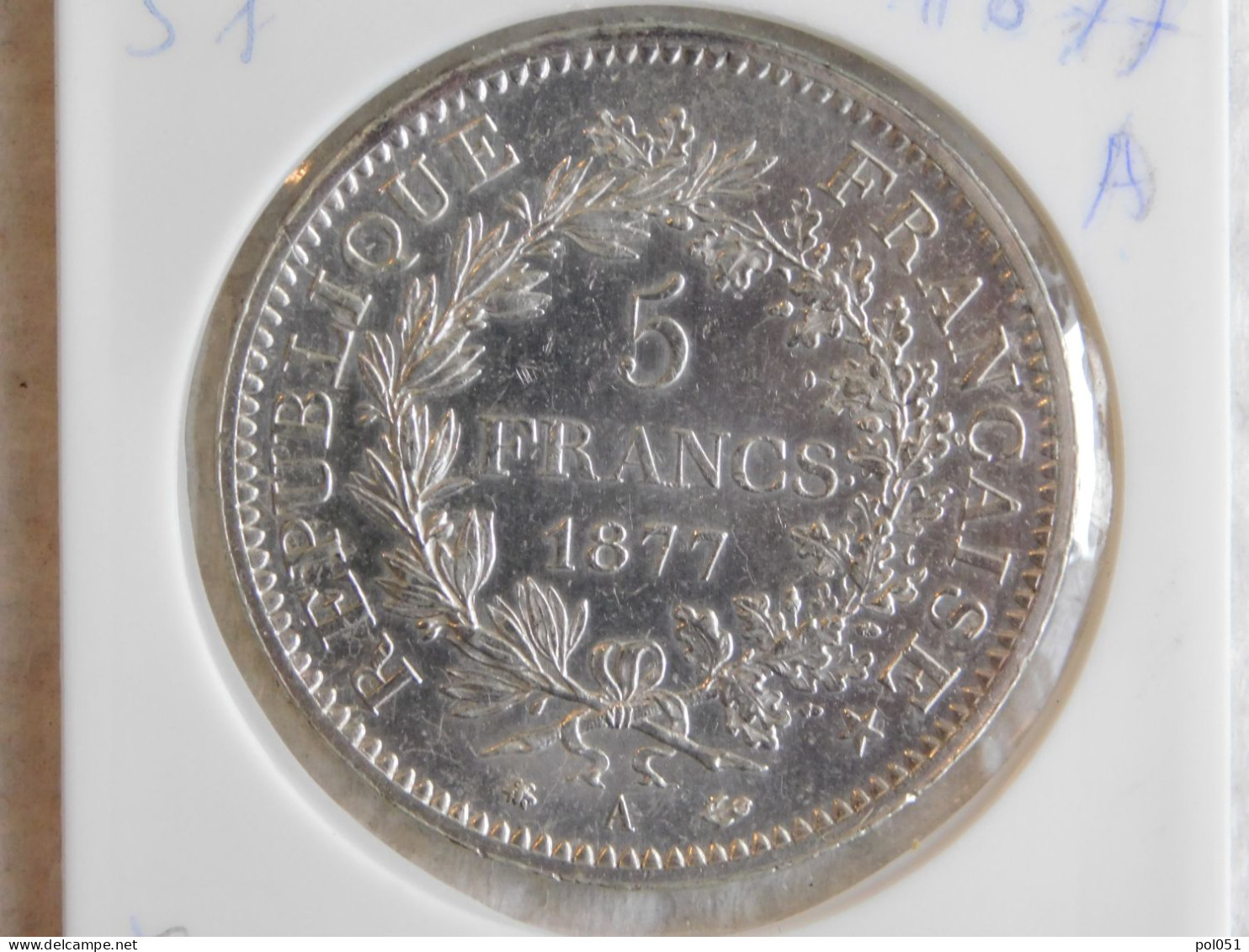 France 5 Francs 1877 A HERCULE (862) Silver Argent - 5 Francs