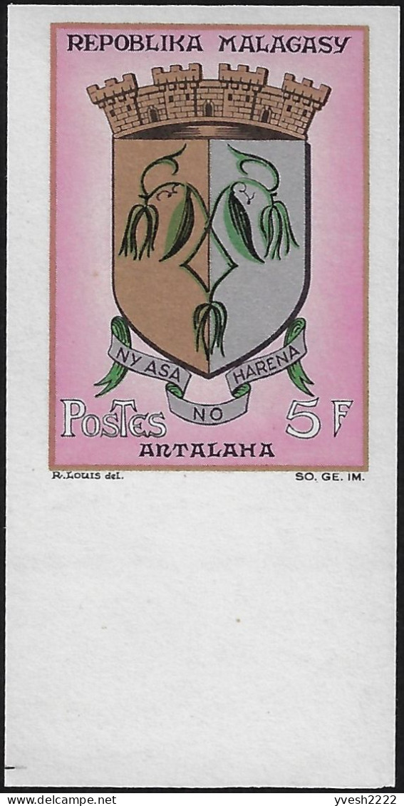 Madagascar 1963 à 1966 Et 1972 Y&T 388 à 392A Et 496 à 497 Non Dentelés. Blasons, Armoiries Des Villes - Briefmarken