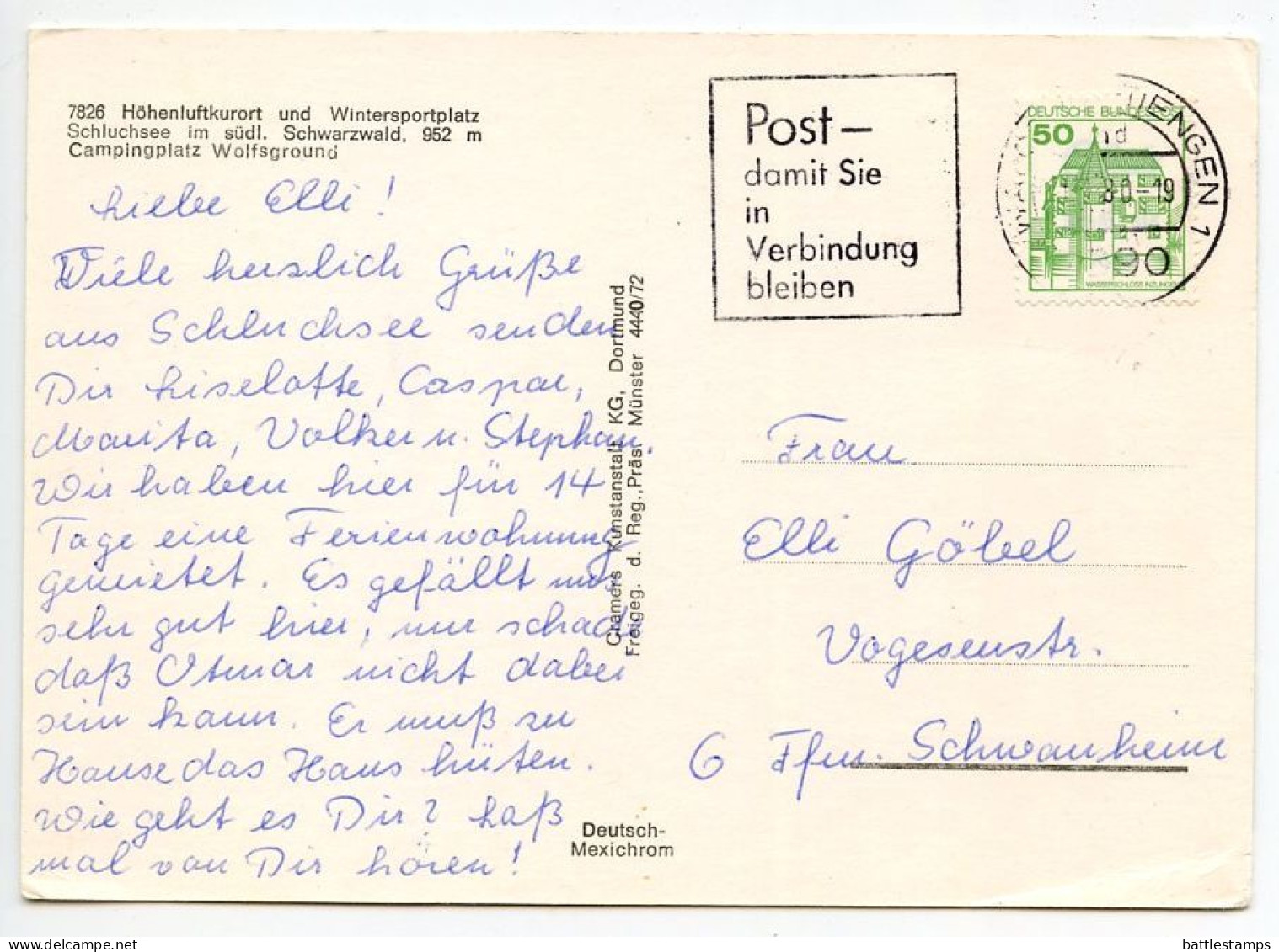 Germany, West 1980 Postcard Höhenluftkurort Und Wintersportplatz Schluchsee Im Schwarzwald, Campingplatz Wolfsground - Schluchsee