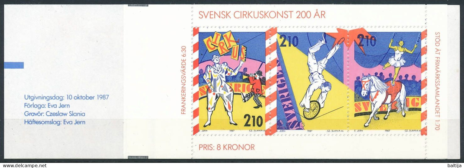 H.379 Booklet ** MNH / Circus In Sweden 200 Years Anniversary, Clowns, Tightrope Artist, Horse Dressage - Zirkus