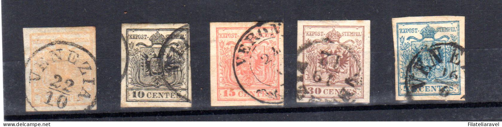 Us Lombardo Veneto 1850 Serie Cpl Timbrata (tinte Comuni) (600) - Lombardo-Venetien