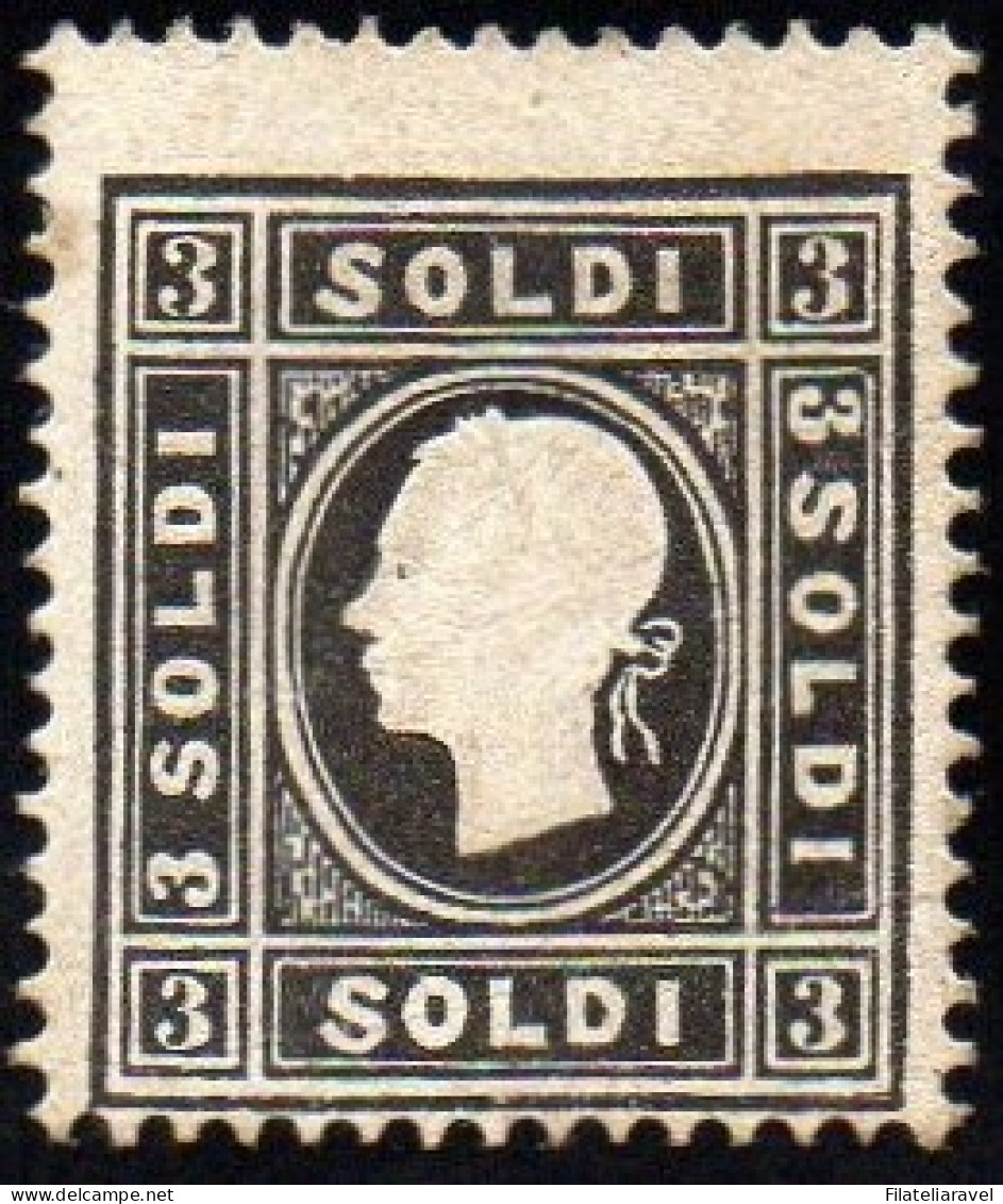 * 1858  Lombardo Veneto 3 Soldi Nero Sassone N 24 (16000) - Lombardo-Venetien