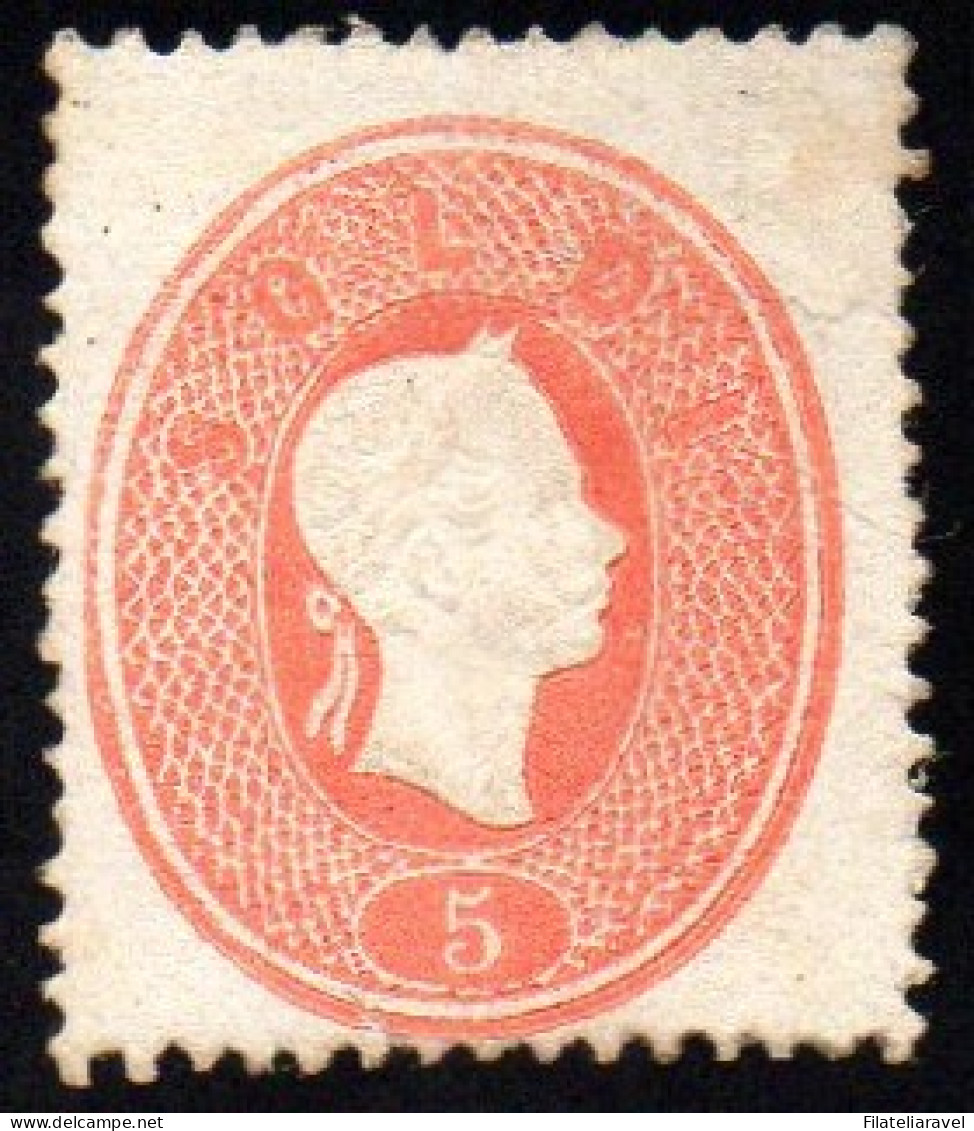 Sg Lombardo Veneto 1861 5 Soldi Rosso Sassone N33 Senza Gomma Cert Ferrario (3500) - Lombardo-Veneto