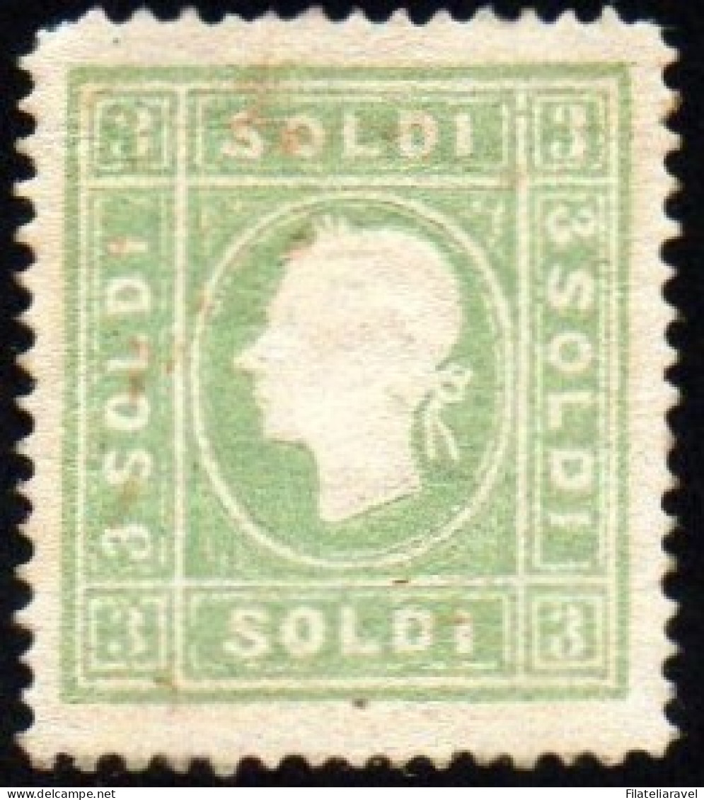 *  Lombardo Veneto 1861 3 Soldi Verde Giall0 Sassone N 35 (2000) - Lombardije-Venetië