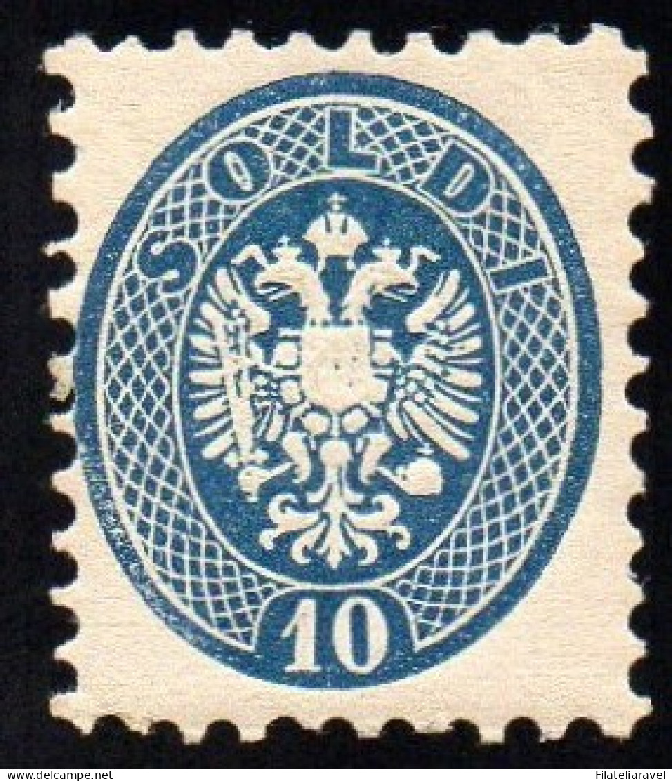 * Lombardo Veneto 1864 10 Soldi Azzurro Sassone N 44 (200) - Lombardo-Venetien