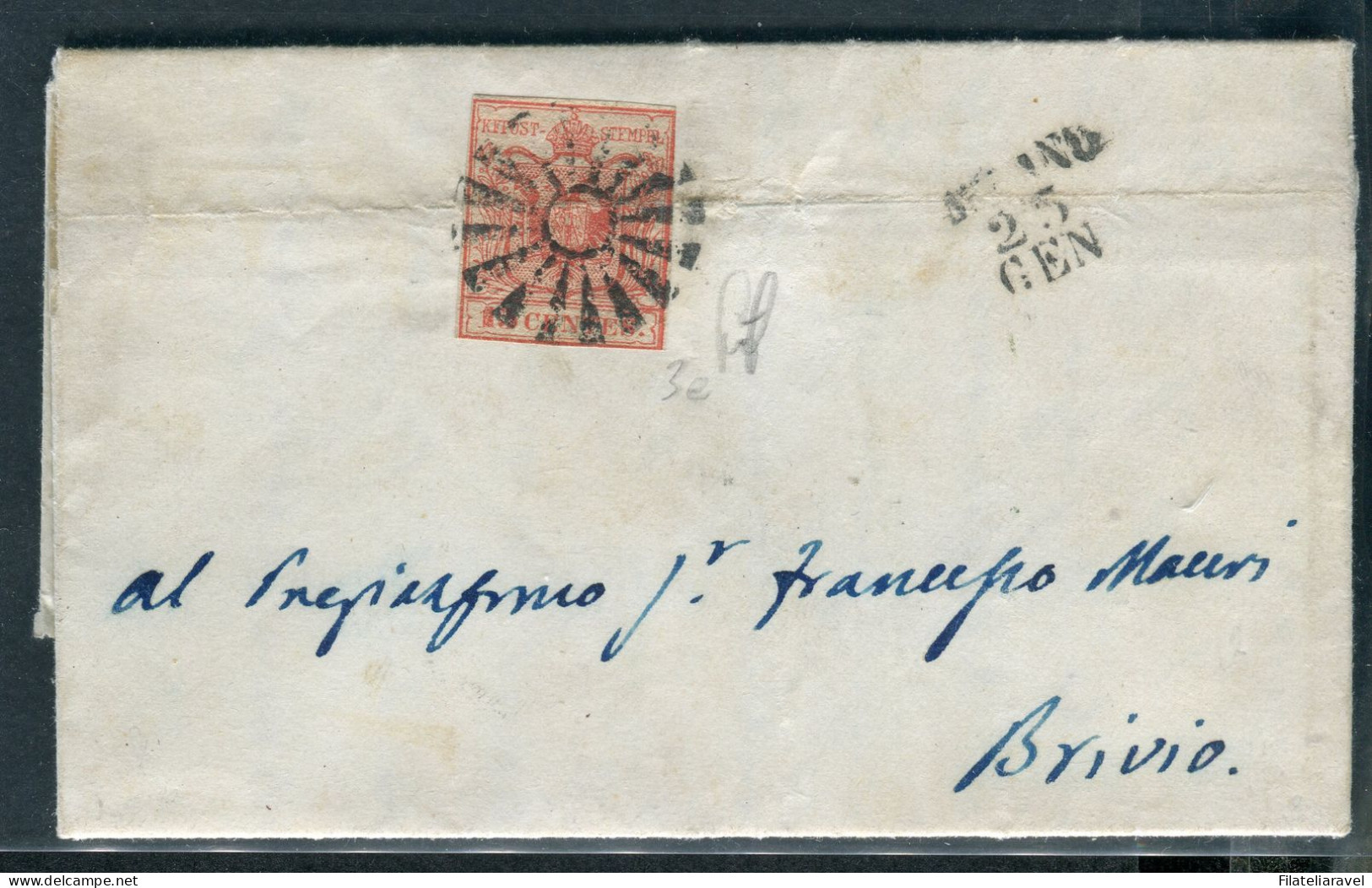 Ltr 1850- Lombardo Veneto - Lettera Da Milano Per Brivio Il 23 Gennaio 1851 Muto Di Milano - Lombardije-Venetië