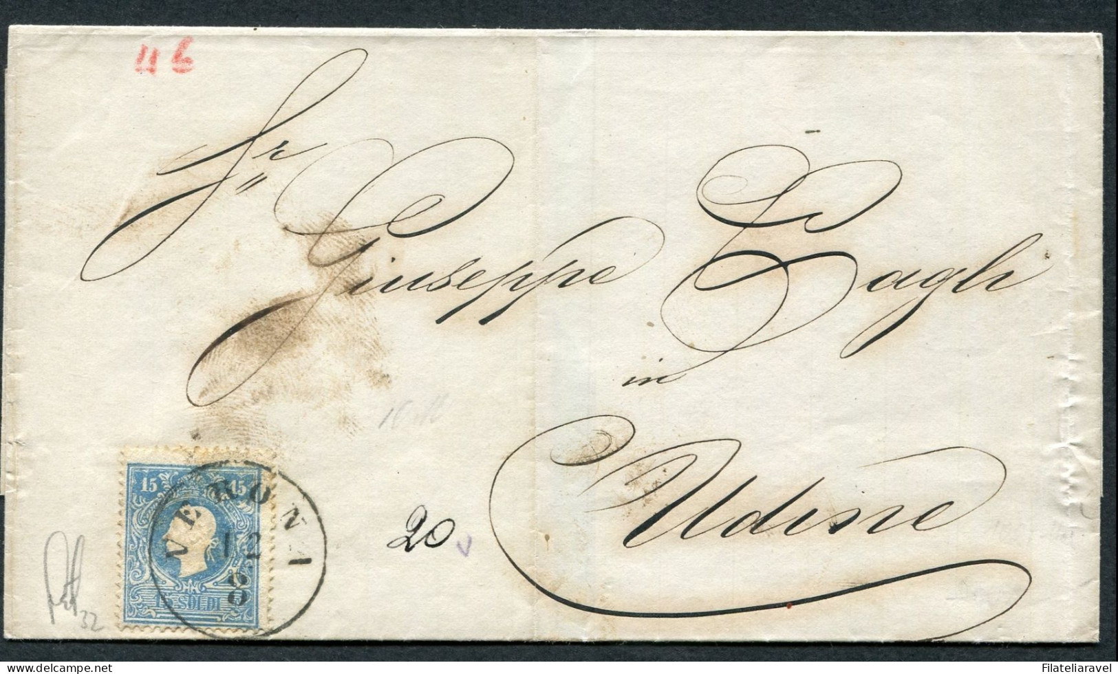 Ltr 1859 - Lombardo Veneto - Involucro Di Lettera Da Verona Per Udine Il 12 Agosto 1859 - Lombardije-Venetië