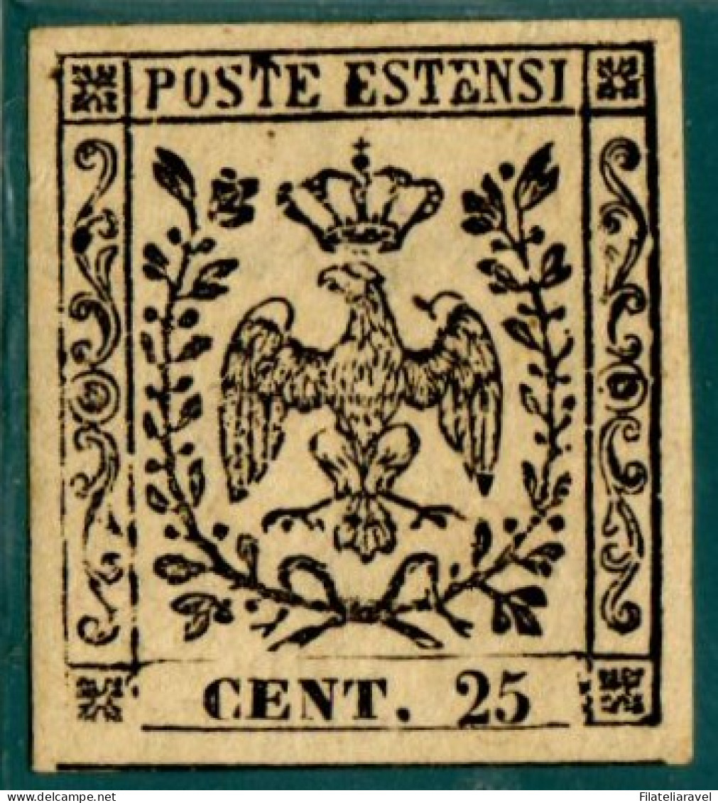 * 1852 Modena Sassone  N4 25 Cent  Camoscio (550) - Modena