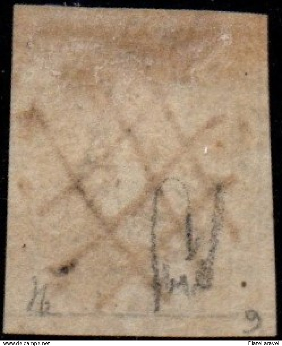 Us 1852 - Modena 1 Lira Bianco (11) Annullato A Penna Con Tratti Incociati,Cert L. Guido (4.500) - Modena