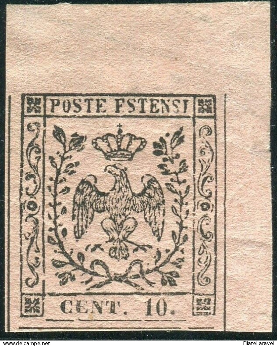 * 1852- Modena - 10 C. Rosa Nuovo Gomma ADF (9) Cert. Viesti - Modène