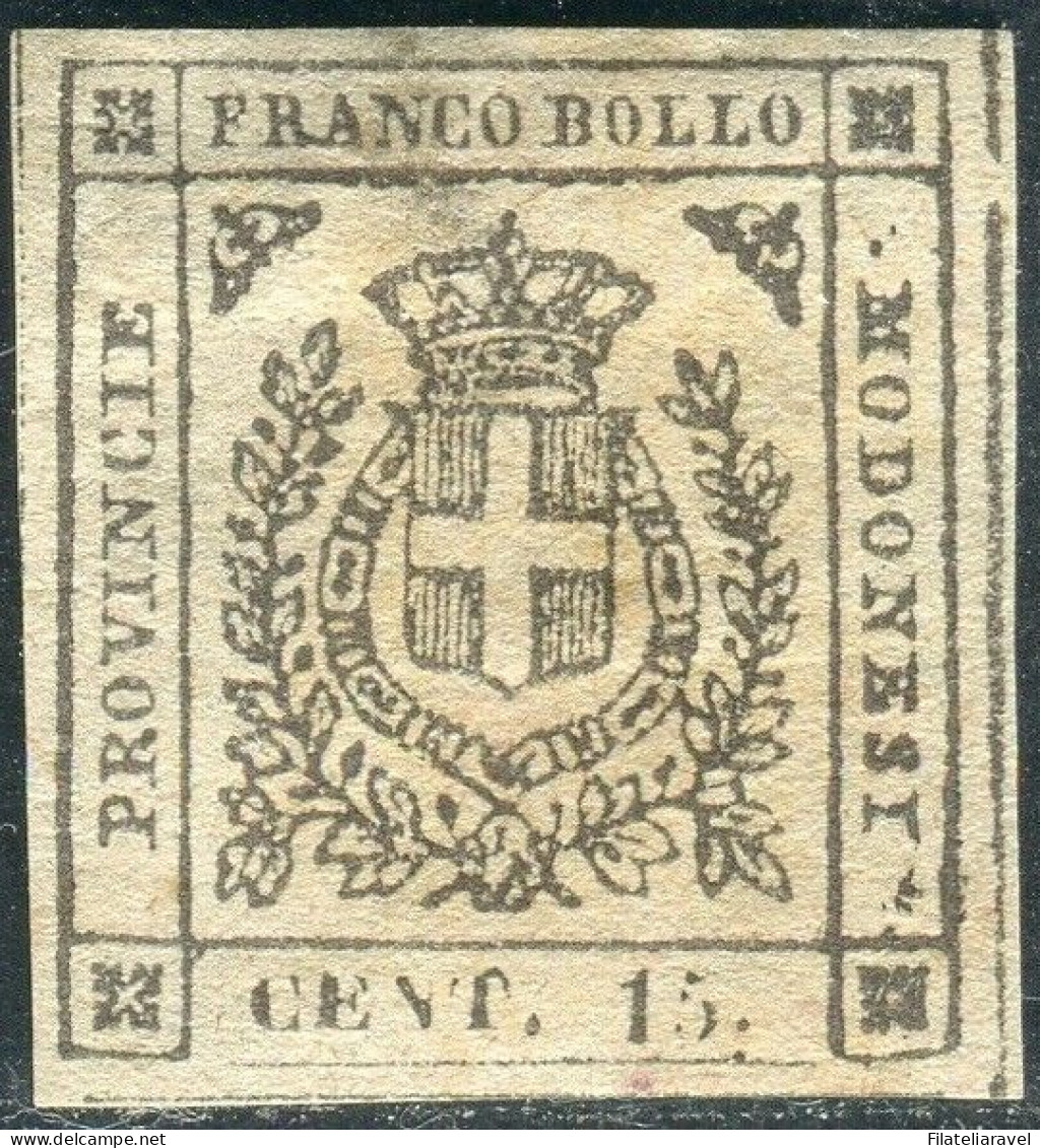 * 1859 - Modena Gov.Prov. - 15 C. Bruno (13) Verifica L. Guido - Modena