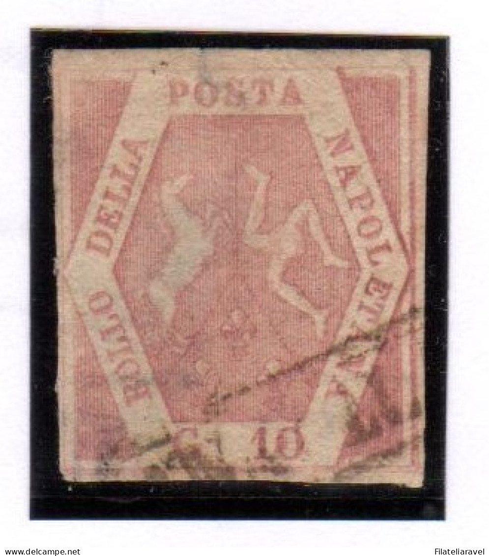 Us Napoli 1858 10 Grana Rosa Lilaceo I Tavola Filigrana Bolli Postali Piccola Piega Verticale - Napels