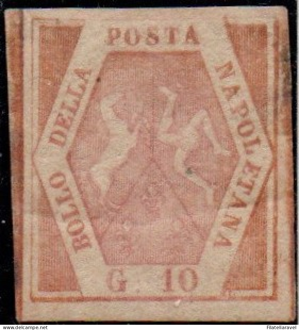 * 1858 - Napoli 10 Grana I Tavola , Rosa Lillaceo (10a) Nuovo Linguellato, Cert Chiavarello/Merone (28.000) - Naples