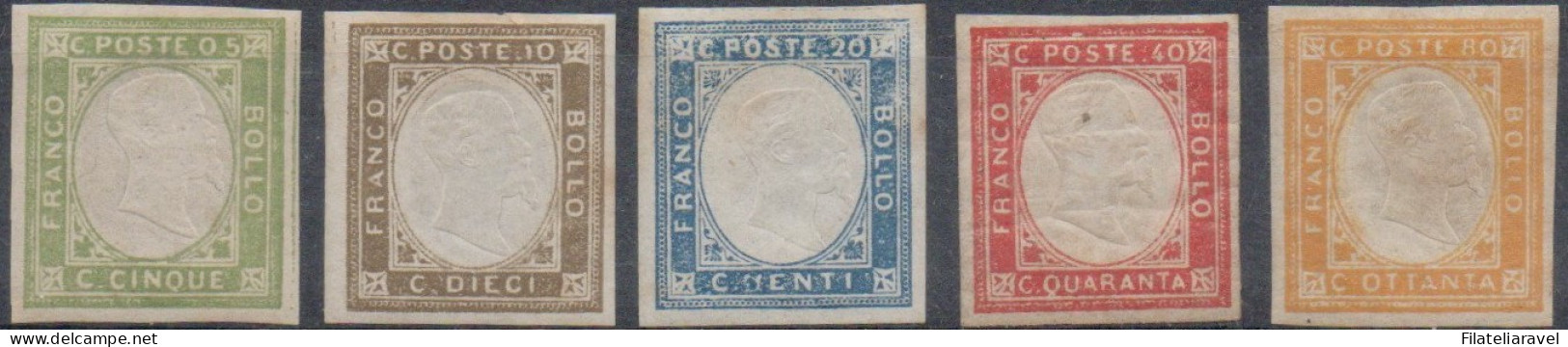 */** 1861 - Napoli - Province Napoletane Effigie Vittorio Em.II Serie Completa (1/5), Valori In Cent Di Lira Mista (500) - Napels