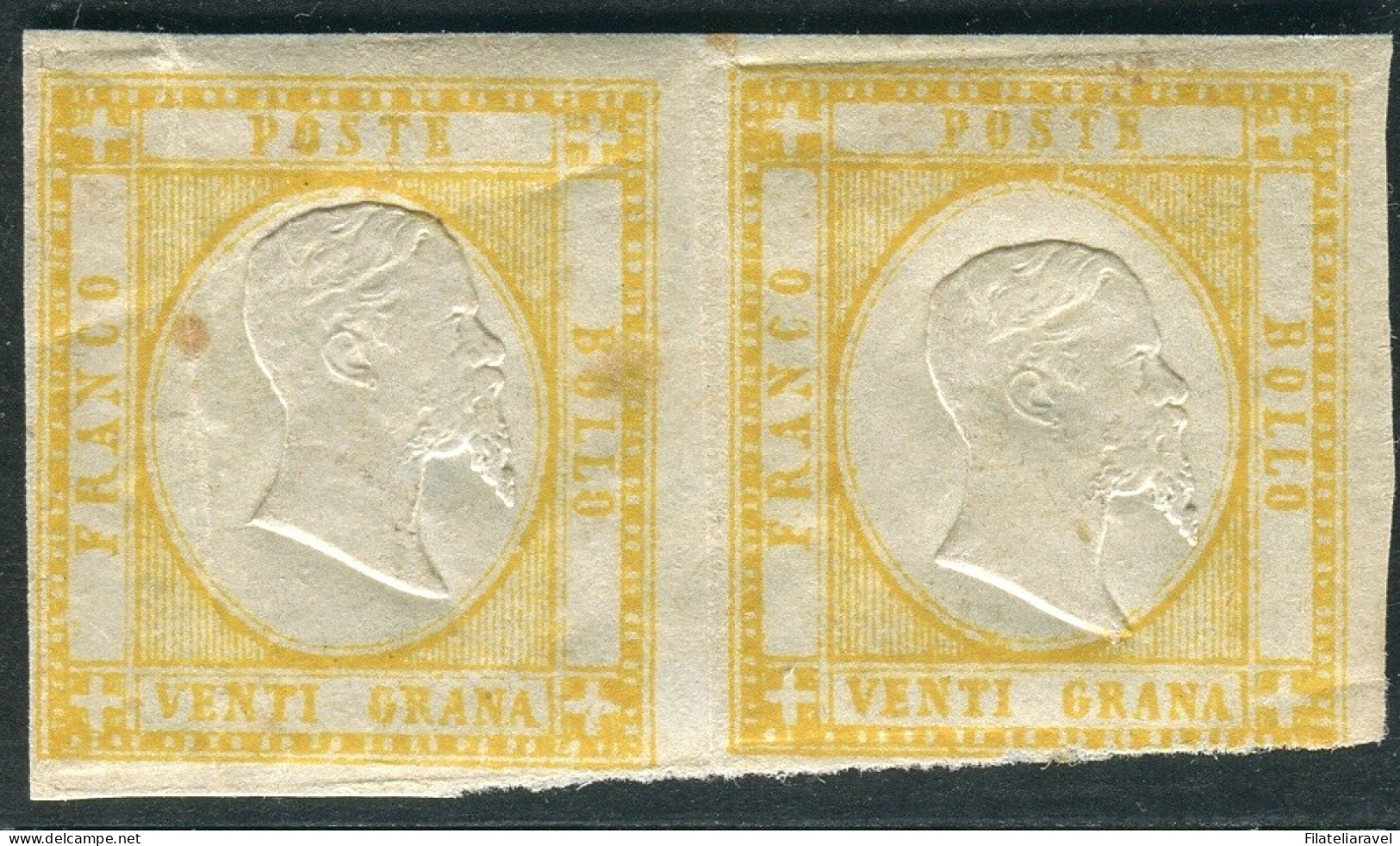 * 1861 NAPOLI - Province Napoletane - Coppia Da 20 Grana Giallo (23) Nuova Con Gomma, Alcuni Difetti, - Napels