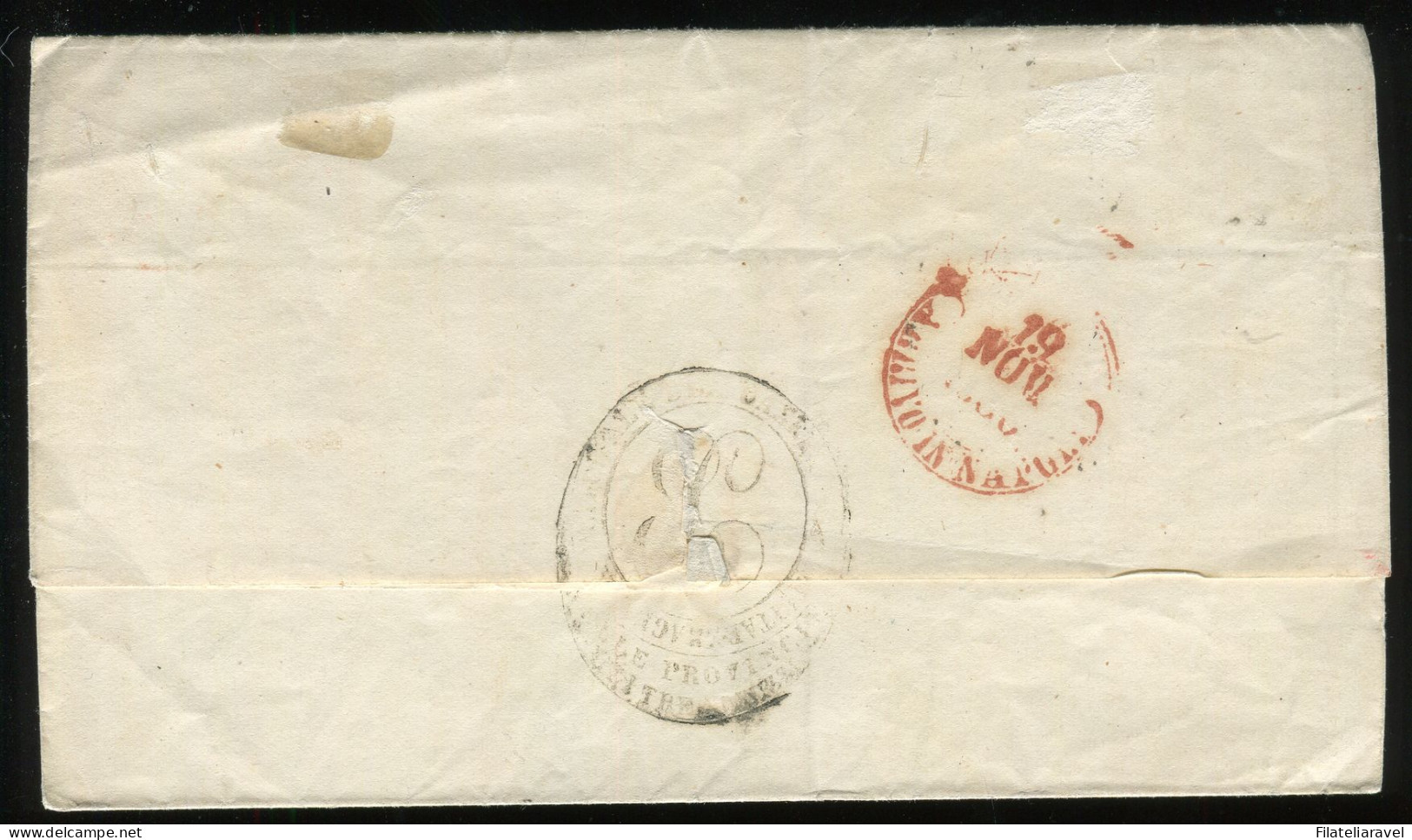 Ltr 1858 - Napoli - Lettera Da Aquila A Napoli, 2 Gr Rosa Chiaro II (6) Svolazzo Tipo 32 Punti 4, Viesti - Neapel