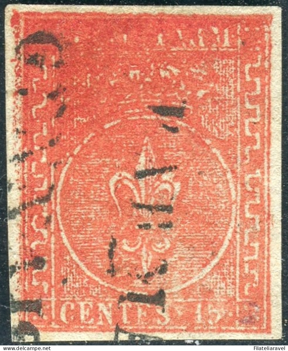 Us 1853/55 Parma - 15 Centesimi Rosso Vermiglio Stampa Impastata (7a) Ottime Condizioni, Diena & Cert. L. Guido - Parma