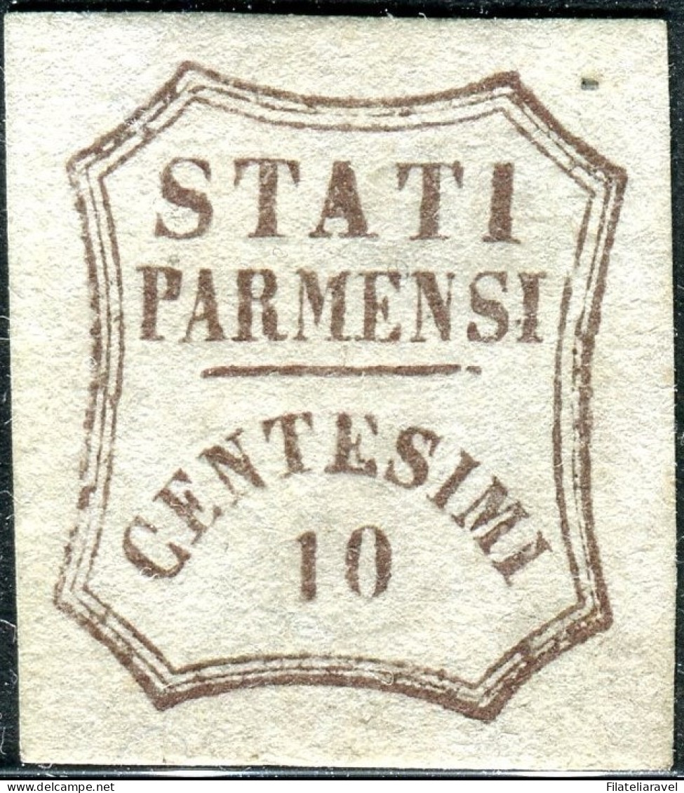 * 1859 Parma - 10 Centesimi Bruno Gov.Provvisorio (14) Nuovo Gomma Originale , Certificato L. Guido (2200) - Parme