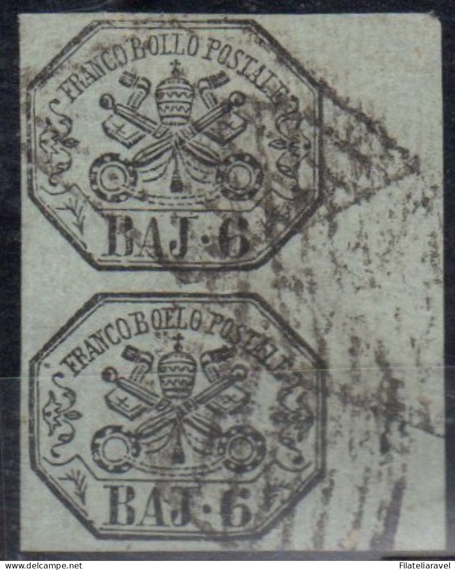 Us Pontificio 1852 Coppia Verticale 6 Baj - Etats Pontificaux