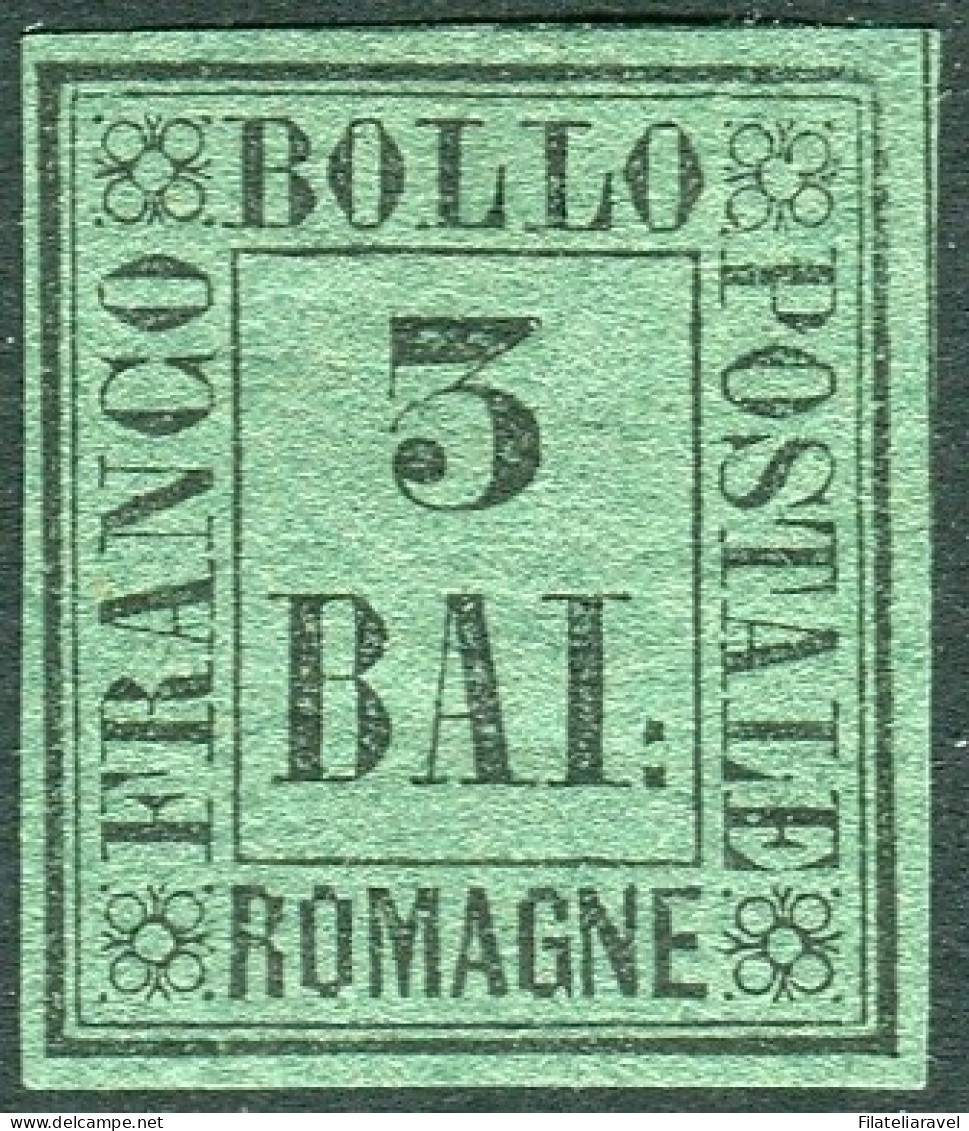 * 1859 Romagne - 3 Baj  Verde Scuro (4) Nuovo Con Gomma Originale (160) - Romagne