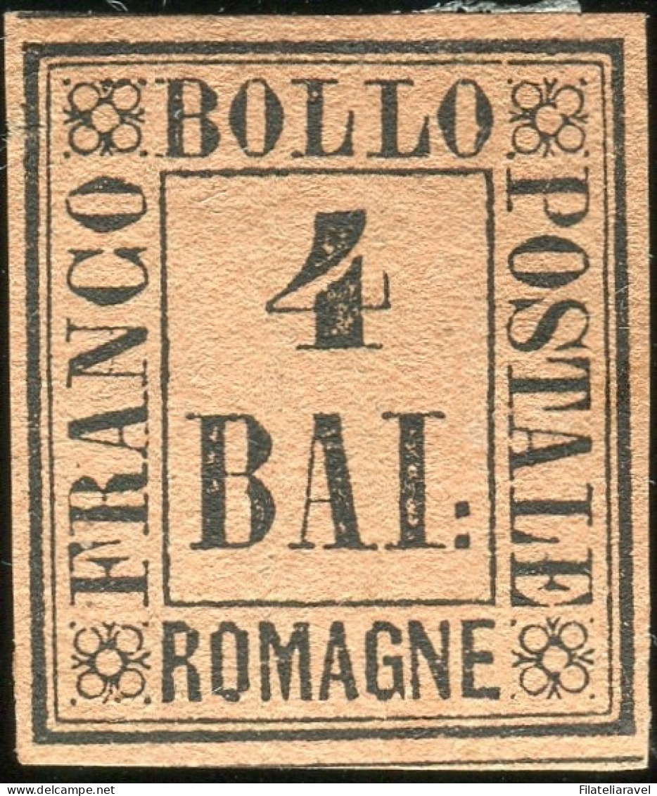 * 1859  Romagne - 4 Baj  Fulvo (5) Nuovo Con Gomma, Cert. L.Guido (1.500) - Romagna