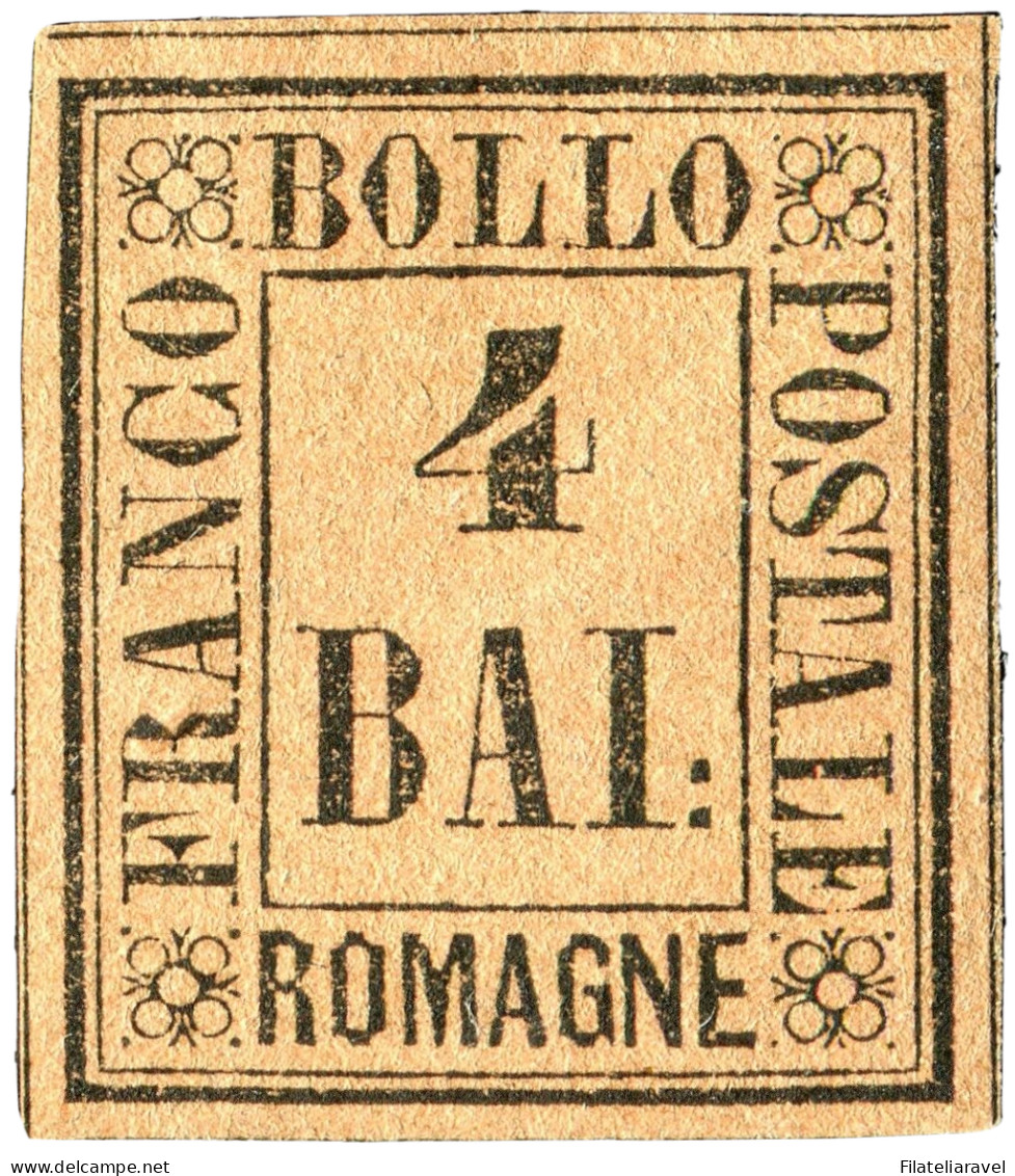 * 1859 Romagne - 4 Baj  Fulvo (5) Nuovo Con Gomma, Diena, Cert. L.Guido (1.500) - Romagne