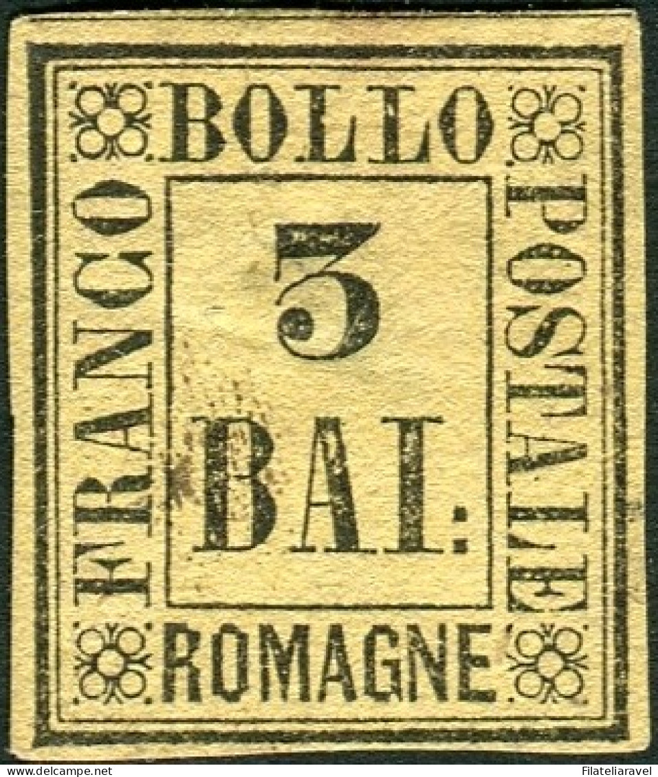 Sg 1859 Romagne - Prova 3 Baj  Giallo Paglia (P9) Nuovo Senza Gomma Come Da Emissione, Difettoso (1.500) - Romagna