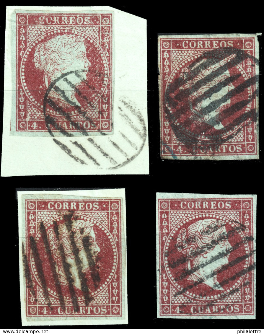 ESPAGNE - ESPAÑA - 1855 4x Ed.40a 4c Carmín - Usados (fil. Lazos) - Used Stamps
