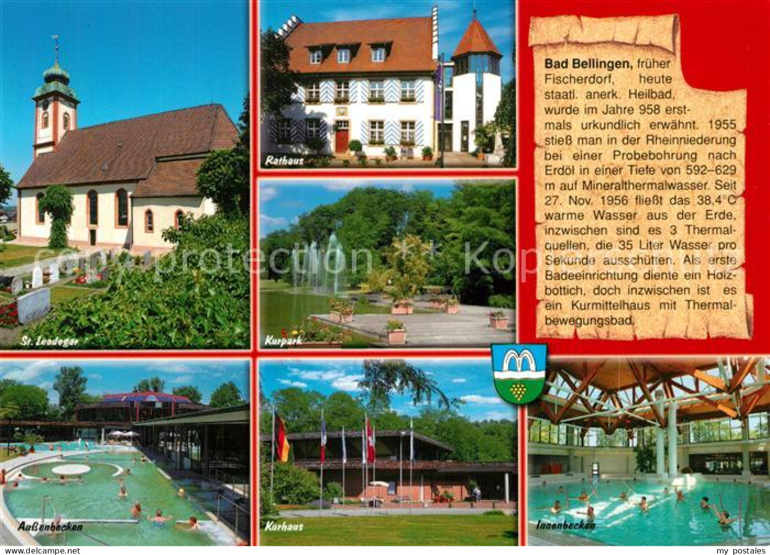 73223304 Bad Bellingen Rathaus Kurpark Kurhaus Aussenbecken Innenbecken Kirche B - Bad Bellingen