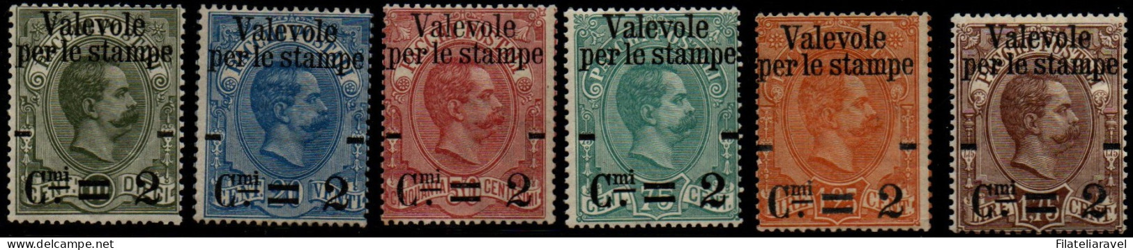 ** 1890 - Regno - Valevole Per Stampe (50/55), 6 Valori, Gomma Integra (525) - Neufs